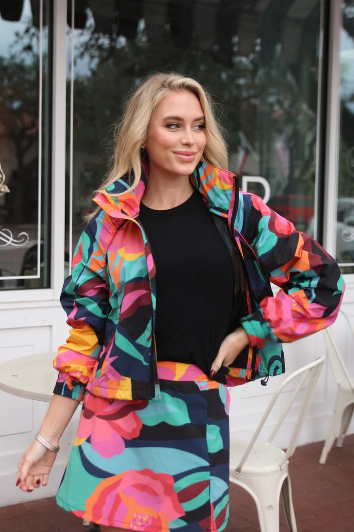 Big Floral Performance Weekend Jacket - Navy