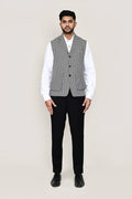 Black And White Cotton Satin Jacket With Checks Print