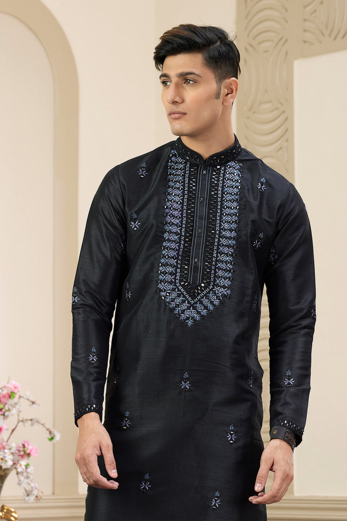 Black Art Banarasi Silk Kurta