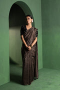 Black Chanderi Saree With Zari Stripes