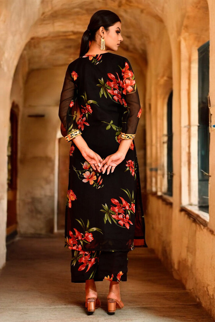 Black Chiffon Kurta Set