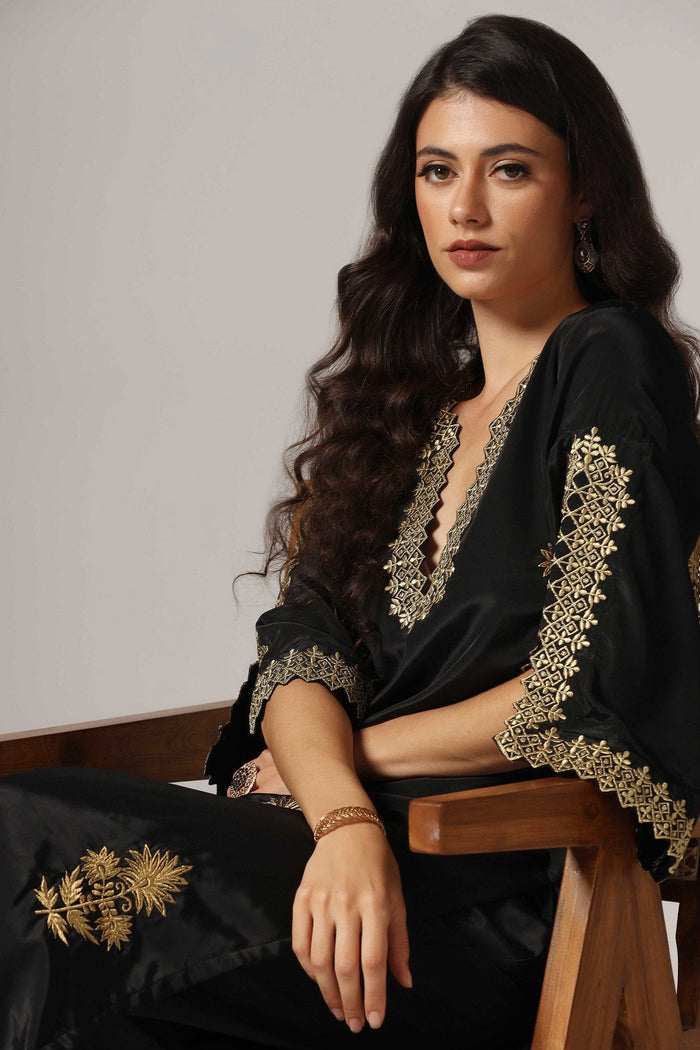 Black French Crepe Kurti With Pants
