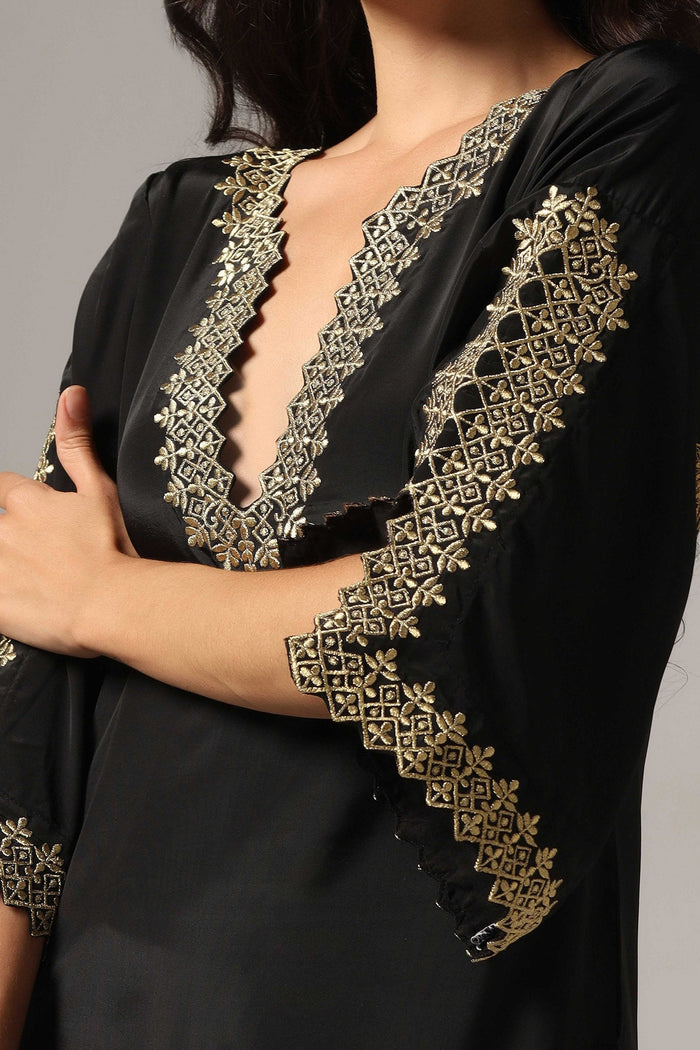 Black French Crepe Kurti With Pants