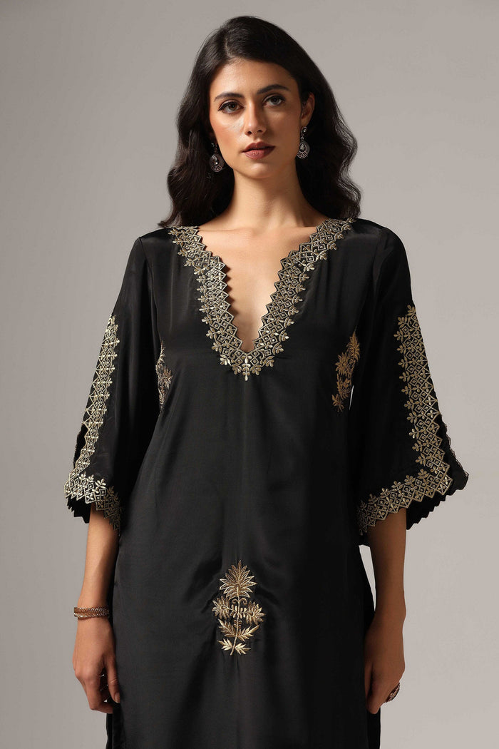 Black French Crepe Kurti With Pants