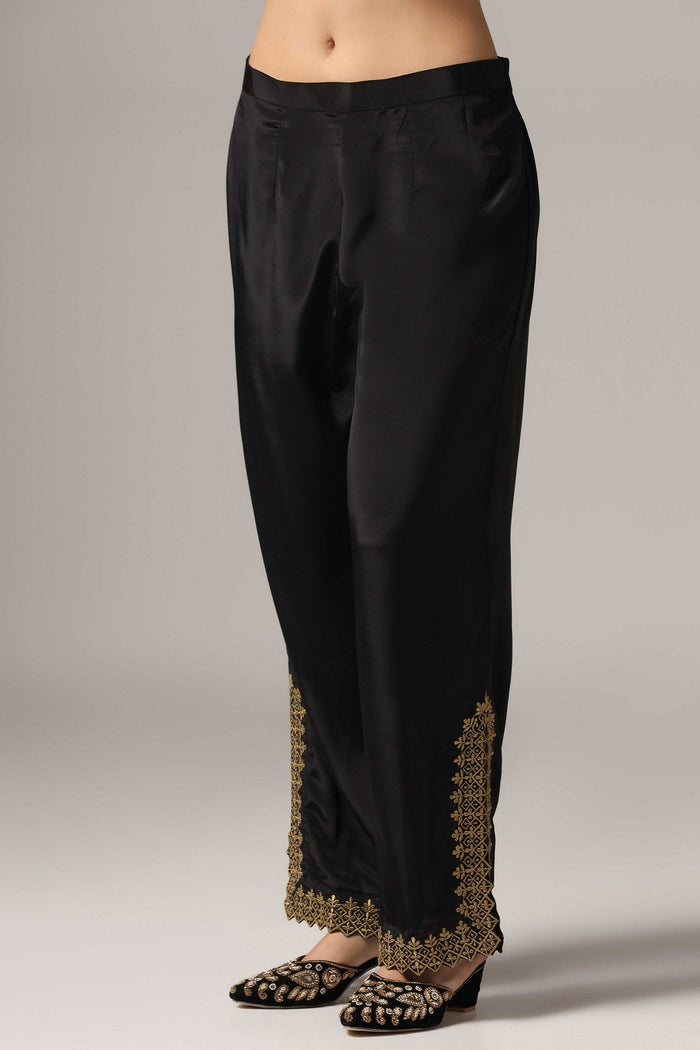 Black French Crepe Kurti With Pants