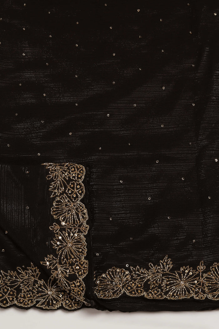 Black Lurex Chiffon Cutdana Embroidered Saree