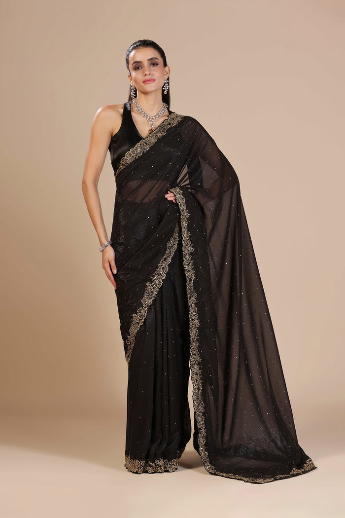 Black Lurex Chiffon Embroidered Saree