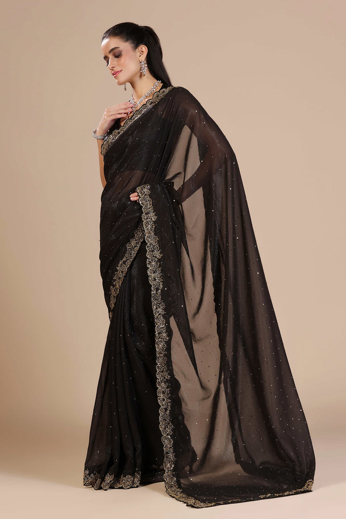 Black Lurex Chiffon Embroidered Saree