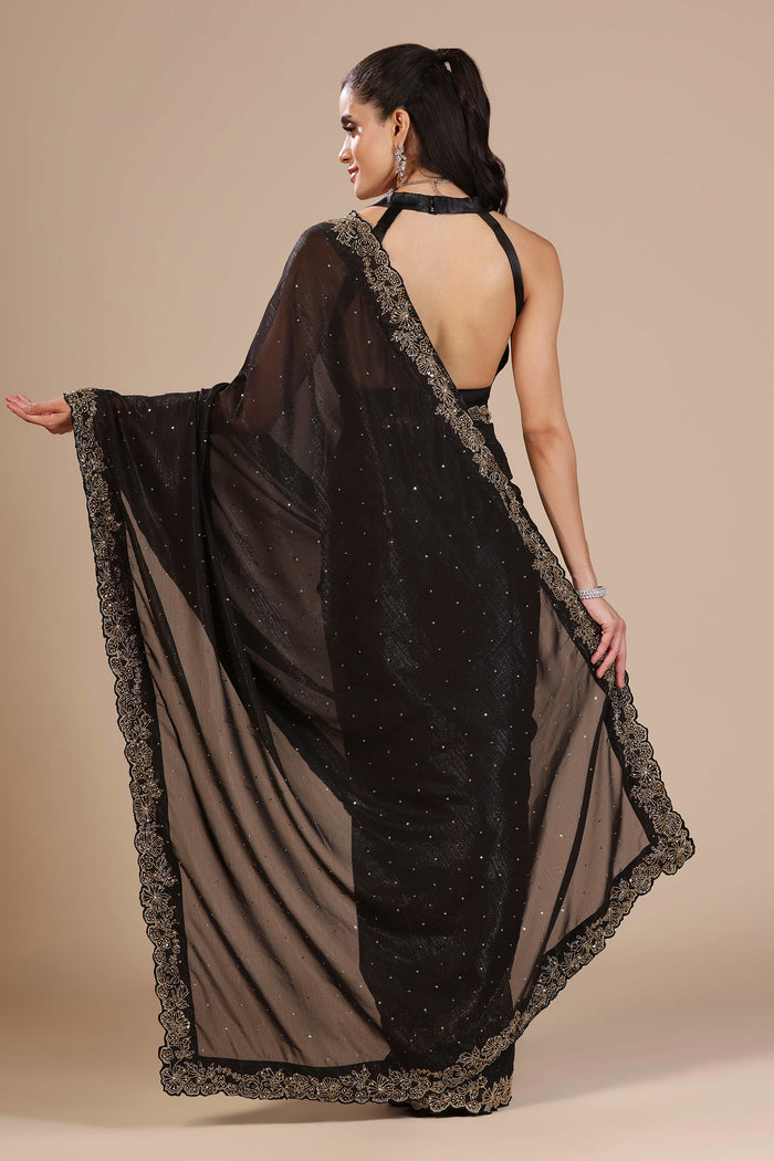 Black Lurex Chiffon Embroidered Saree