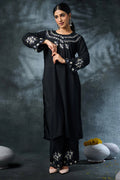 Black Rayon Long Kurta Set