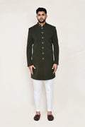 Black Rayon Sherwani Set