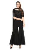 Black Sequin Fringe Sharara Set