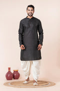 Black Silk Blend Embroidered Dhoti Set