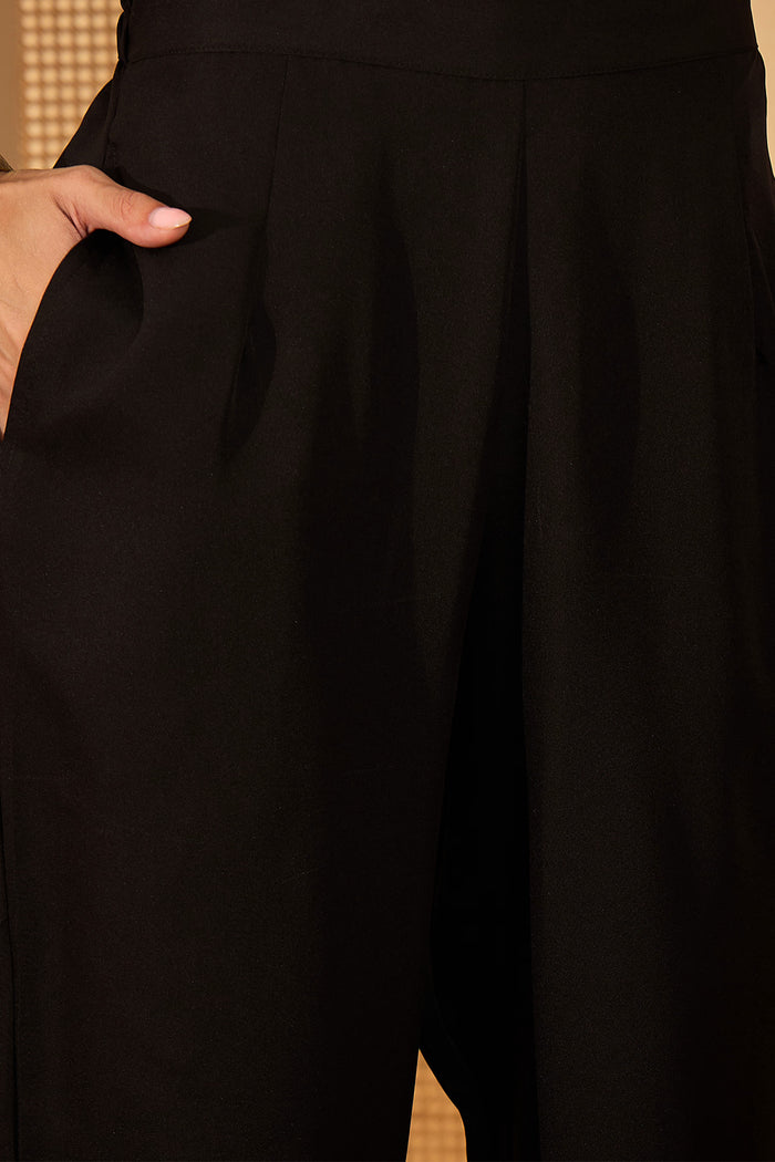 Black Silk Sequin Work Kurta Set