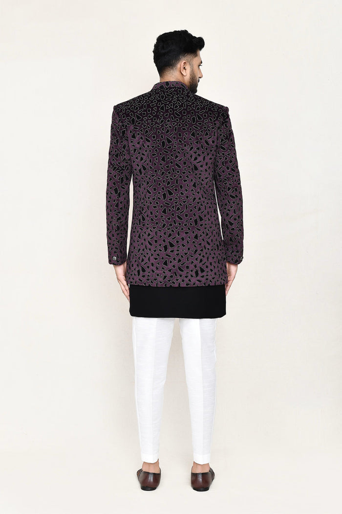 Black Velvet Sherwani Set