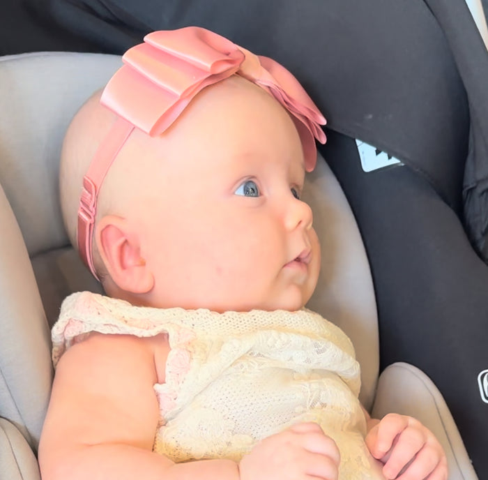 Blair Bow Rose Pink Satin Headband Wrap