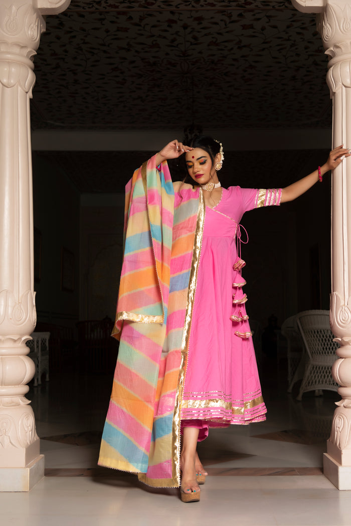 Blossom Pink Wrap Anarkali Set
