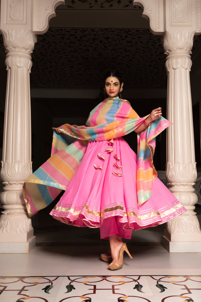 Blossom Pink Wrap Anarkali Set