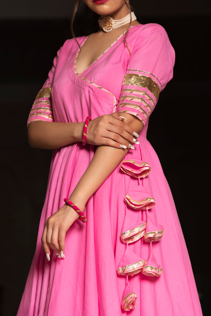 Blossom Pink Wrap Anarkali Set