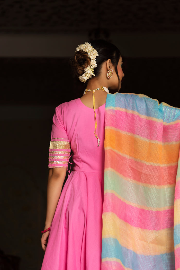 Blossom Pink Wrap Anarkali Set
