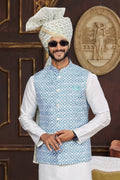 Blue Art Silk Nehru Jacket