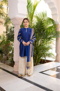 <img> Blue Cotton Silk Gota Patti Gharara Suit Set