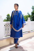 <img> Blue Cotton Silk Gota Patti Suit Set