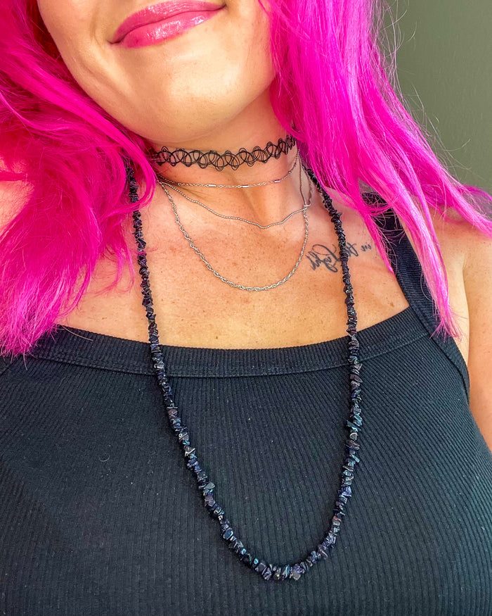 Blue Goldstone Chip Necklace