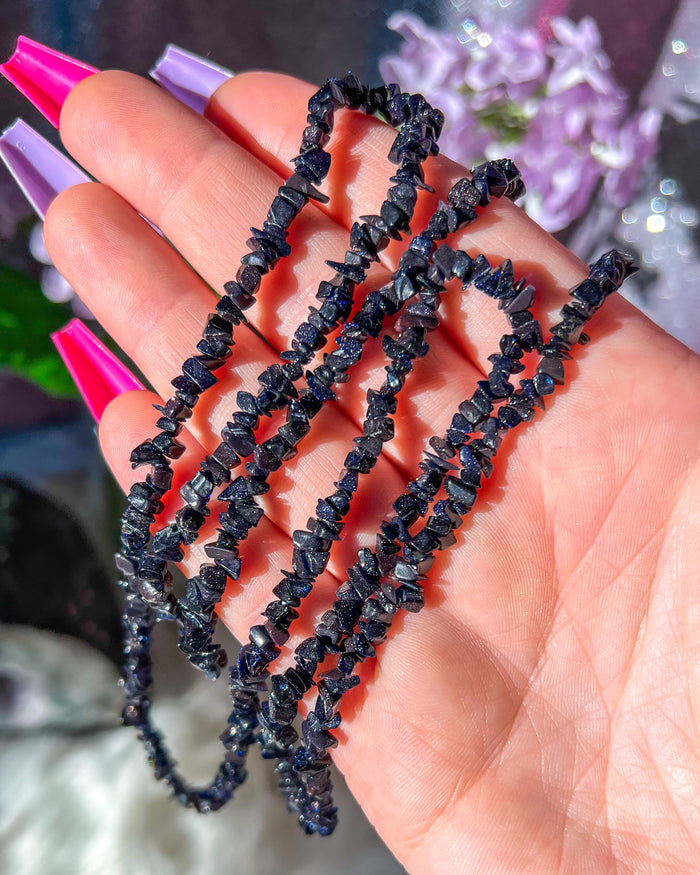 Blue Goldstone Chip Necklace