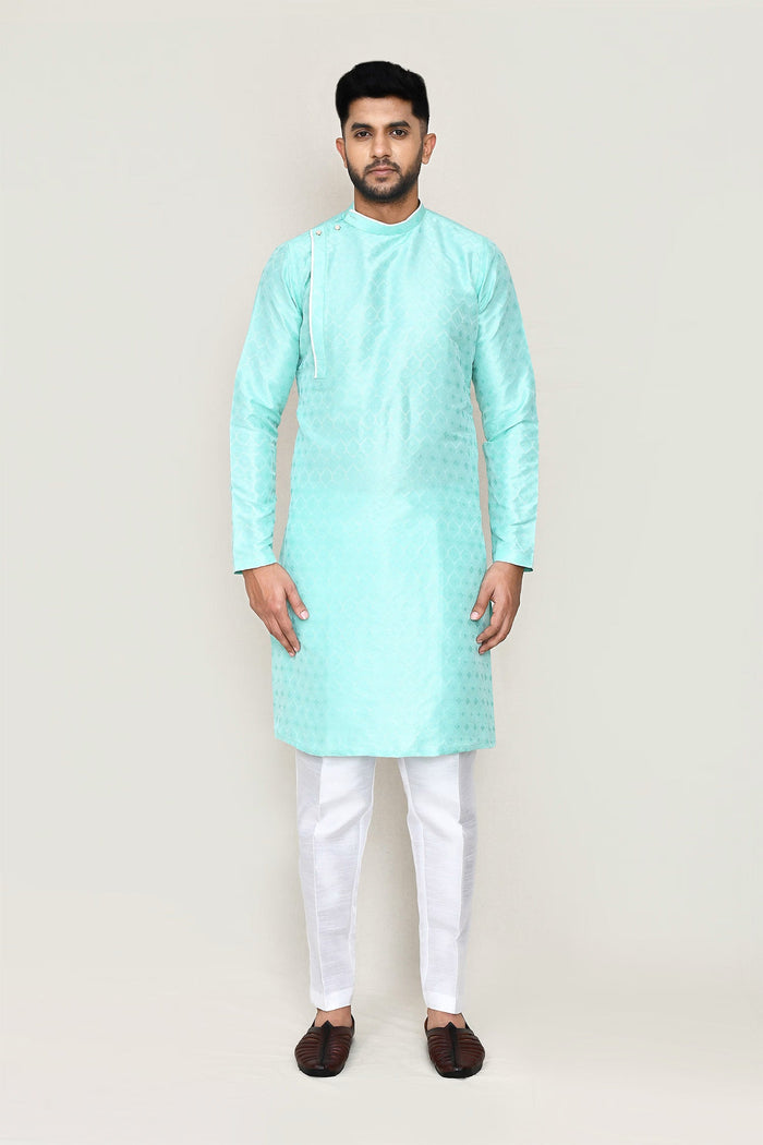 Blue Jacquard Kurta Set