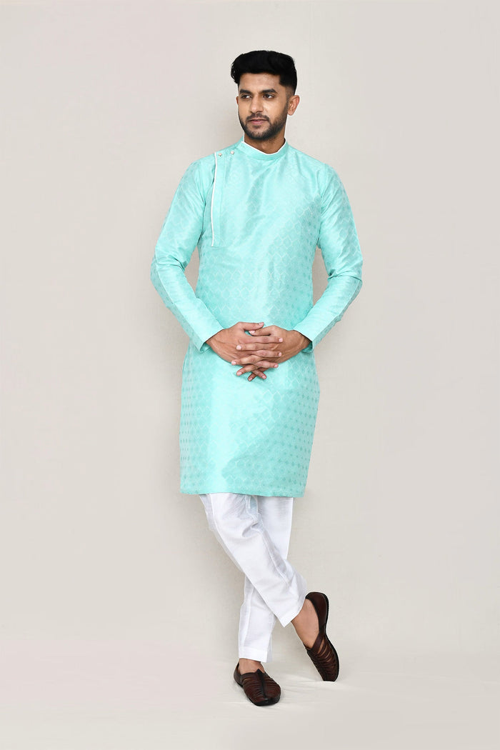 Blue Jacquard Kurta Set