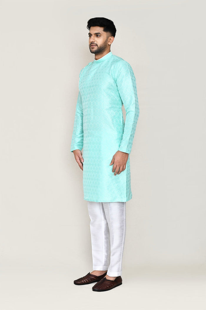 Blue Jacquard Kurta Set