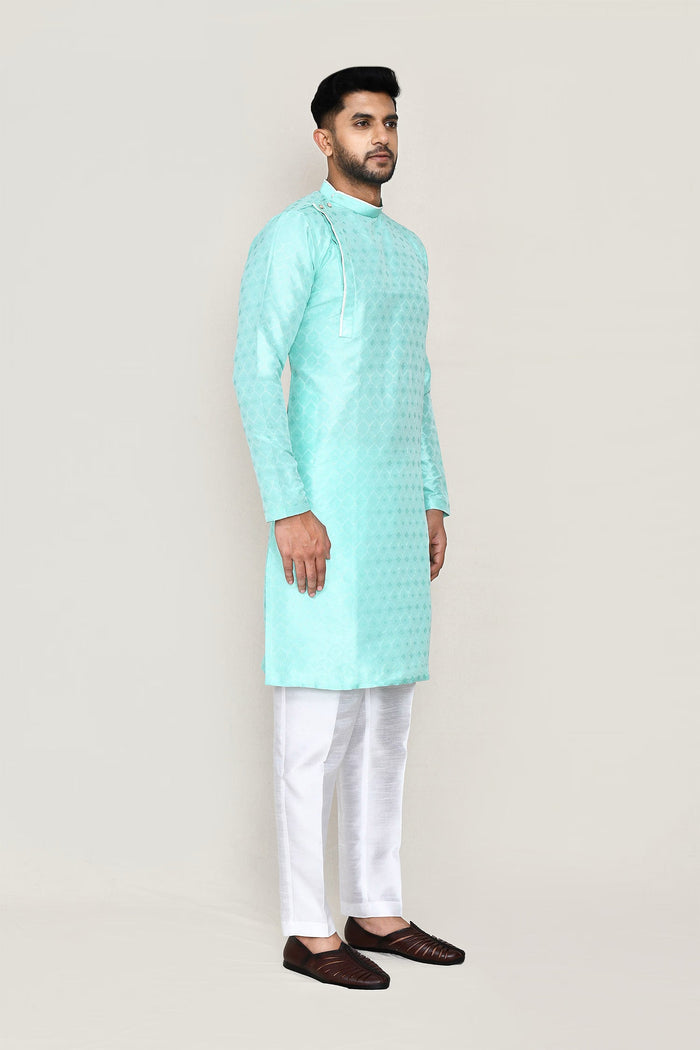 Blue Jacquard Kurta Set