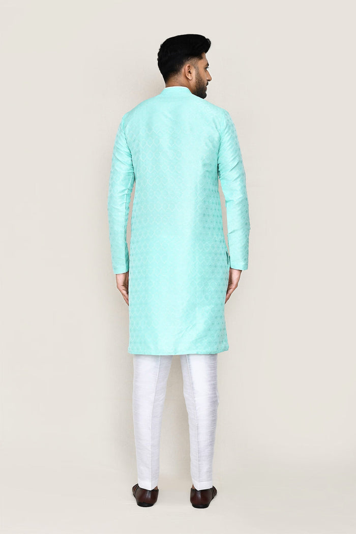 Blue Jacquard Kurta Set