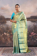 <img> Blue Kanjivaram Tissue Saree With Brocade