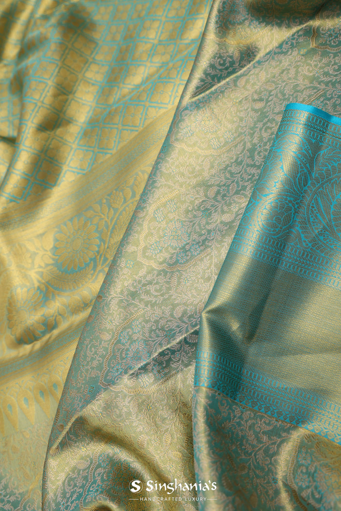 <img> Blue Kanjivaram Tissue Saree With Brocade