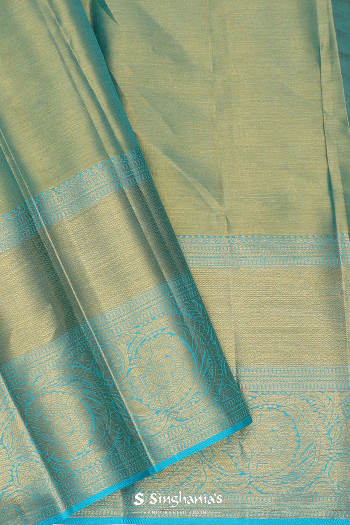 <img> Blue Kanjivaram Tissue Saree With Brocade