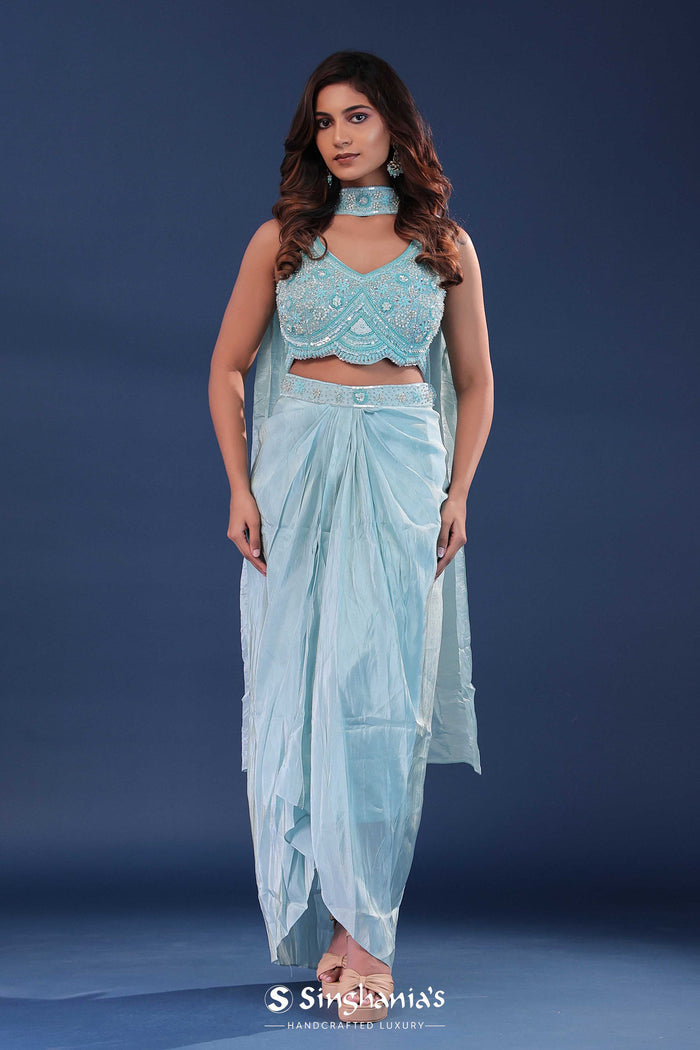 Bluebell Tissue Indo-Western Set