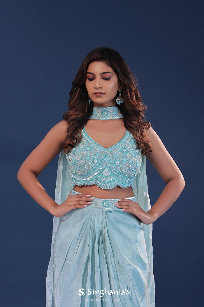 Bluebell Tissue Indo-Western Set