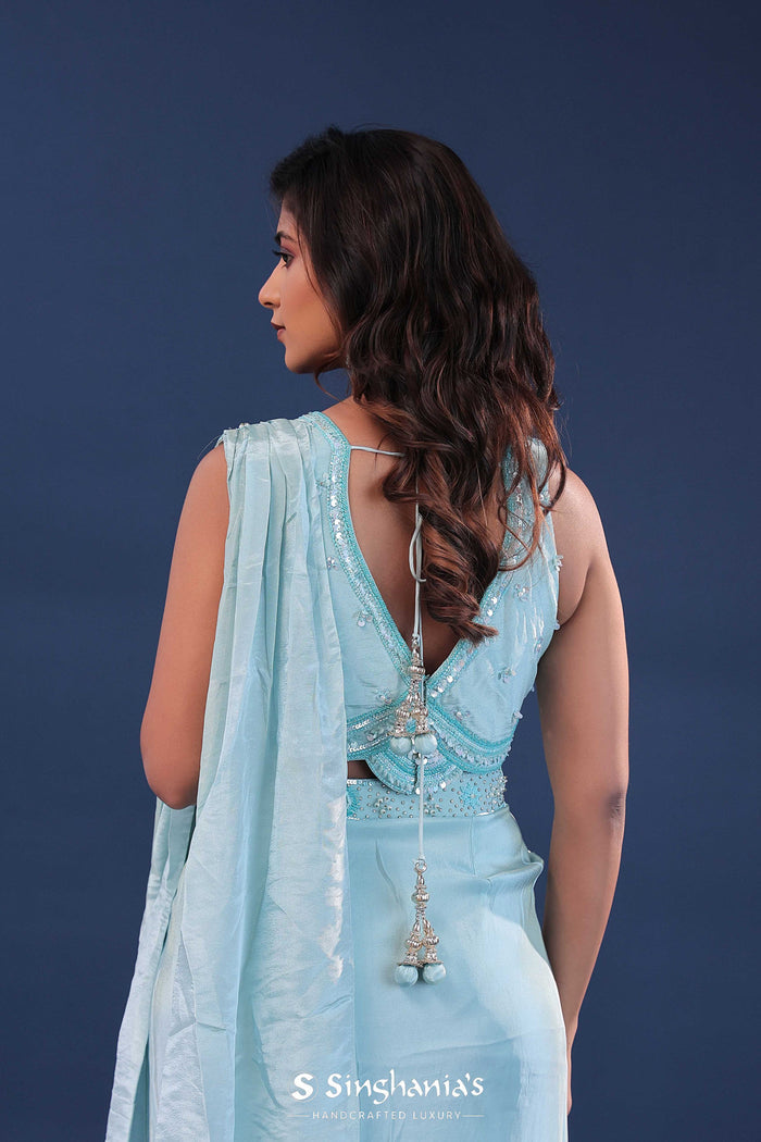 Bluebell Tissue Indo-Western Set