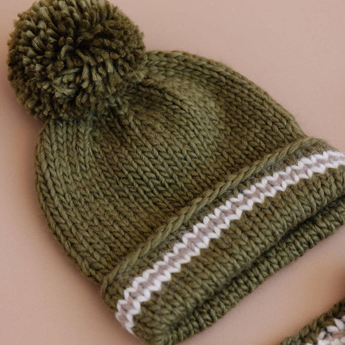Blueberry Hill - Hand Knit Beanie - Varsity Moss-Hats-3-6M (XS)-Posh Baby
