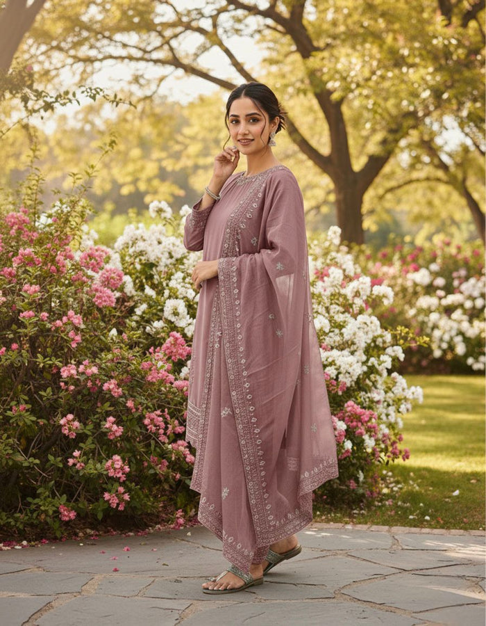 Blush Mauve Embroidered Salwar Set
