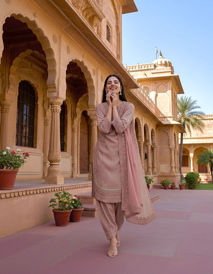 Blush Mauve Embroidered Salwar Set