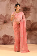 Blush Petal Floral Jaal Silk Blend Embrodiery Saree