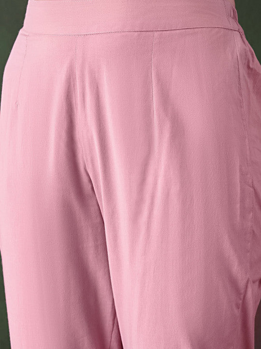 Blush Pink Cotton Kurti With Sequin Diamond Work