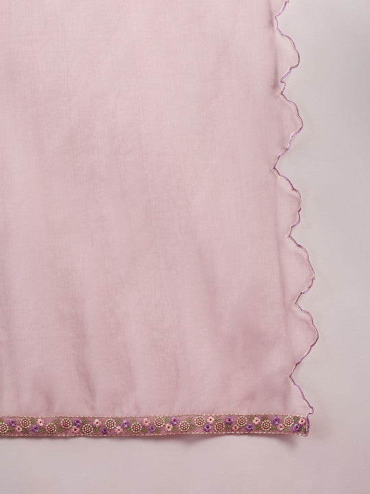 Blush Pink Cotton Kurti With Sequin Diamond Work
