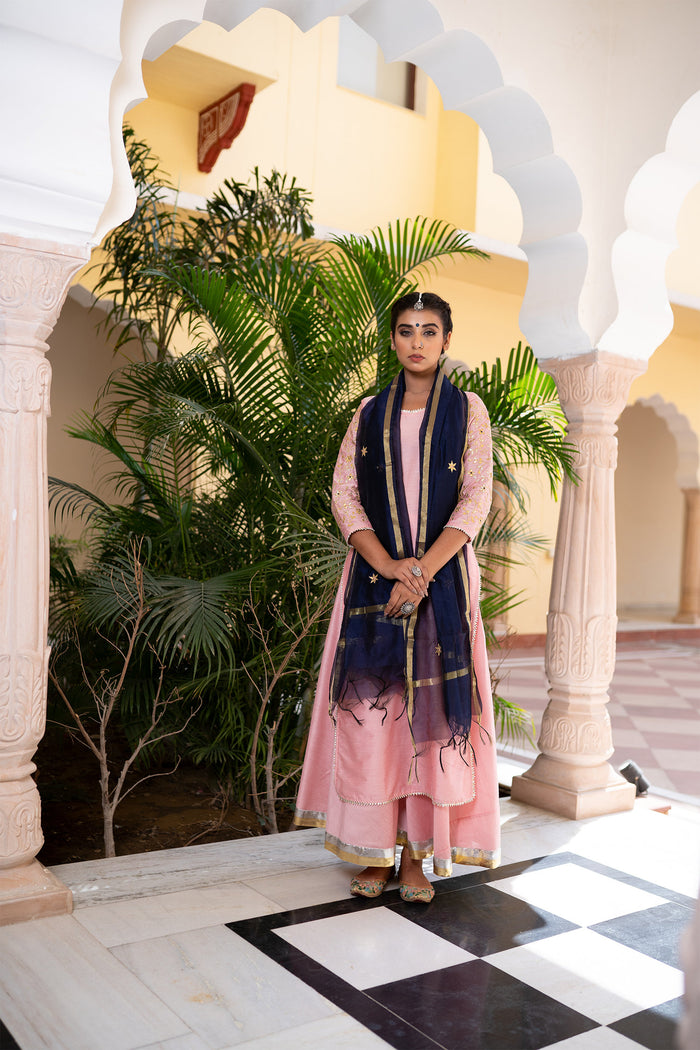 <img> Blush Pink Cotton Silk Gota Patti Suit Set