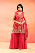 Blush Pink Floral Jaal Peplum Set