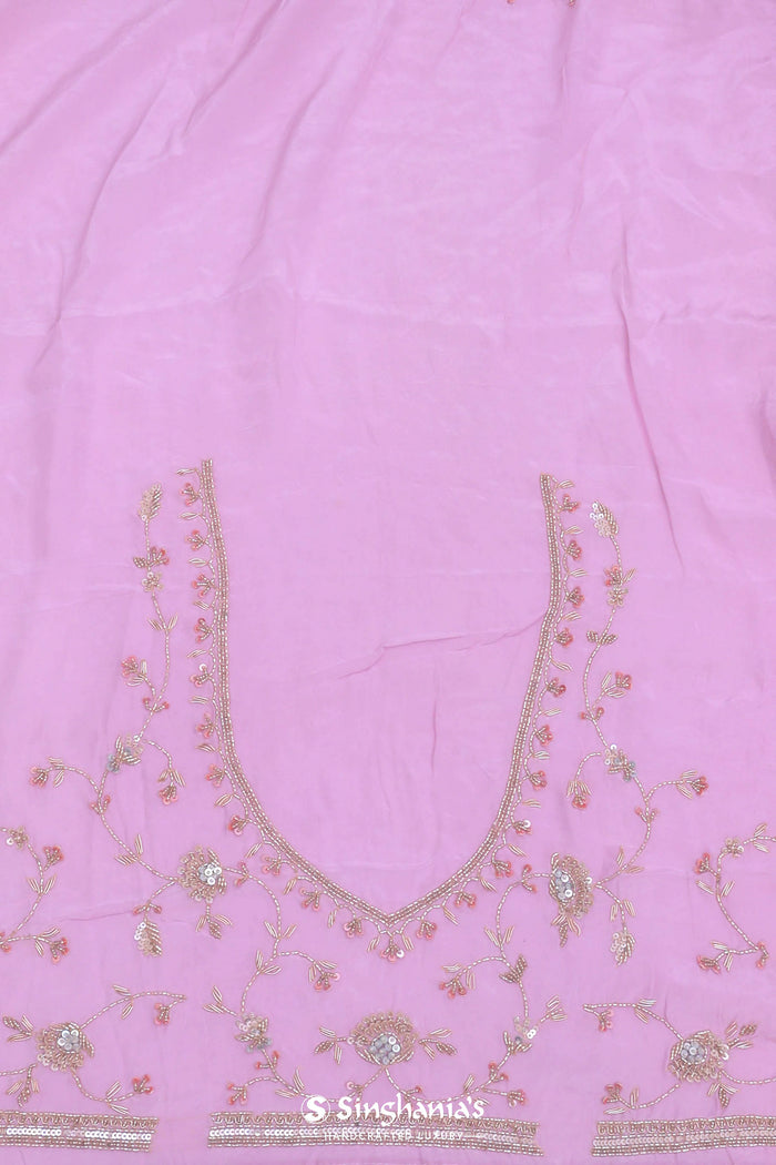 <img>  Blush Pink Organza Embroidry Saree With Scallop Border