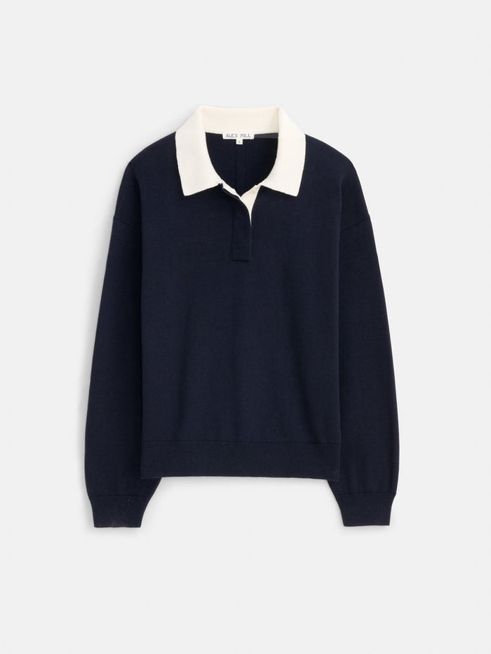 Bond St Polo in Cotton Cashmere - Navy